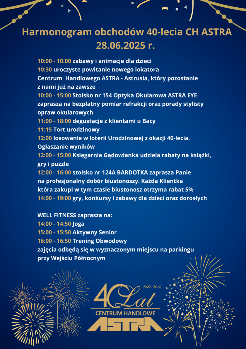 Program festynu z okazji 40-lecia Astry