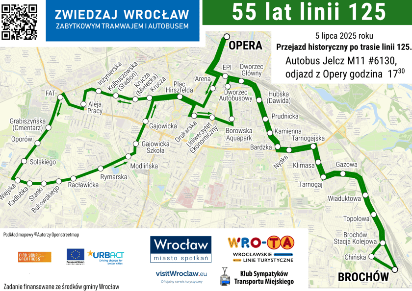 Trasa przejazdu Jelczem M11 po historycznej trasie linii 125
