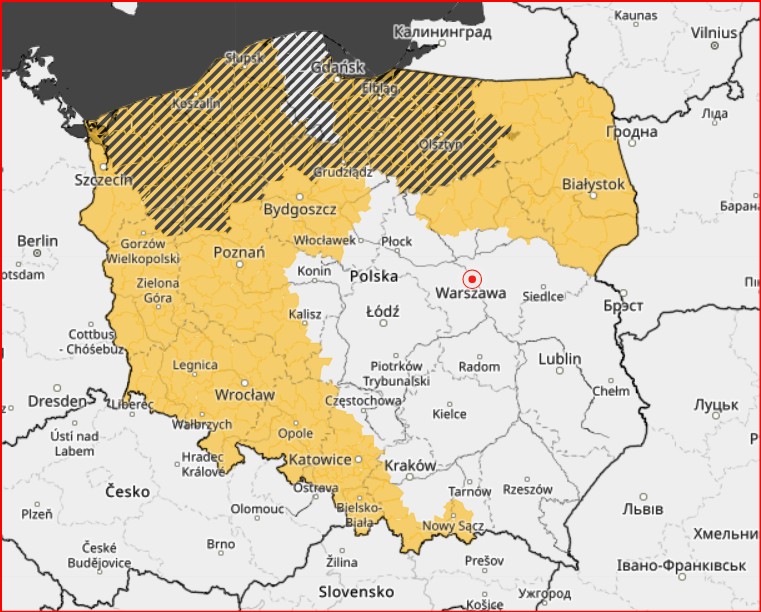 Mapka przygotowana przez IMGW