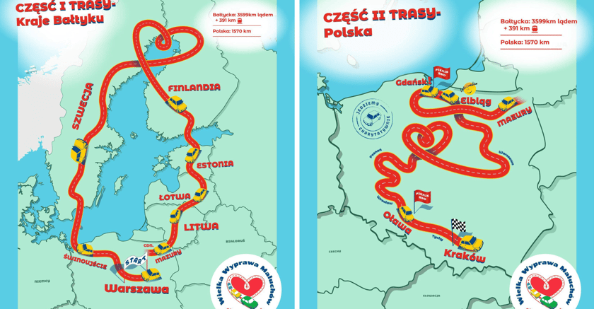 I i II część trasy Wielkiej Wyprawy Maluchów 2025