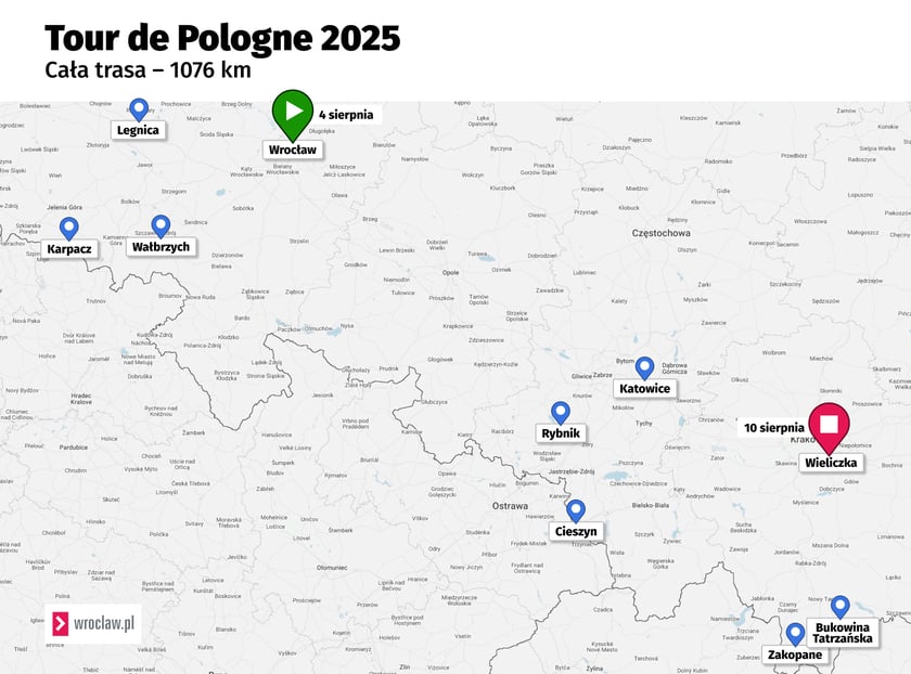Miasta na trasie Tour de Pologne 2025