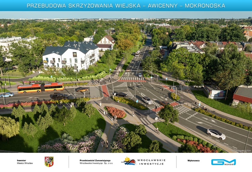 <p>Wizualizacja skrzyżowania ulic Wiejskiej, Mokronoskiej i Awicenny&nbsp;&nbsp;</p>
