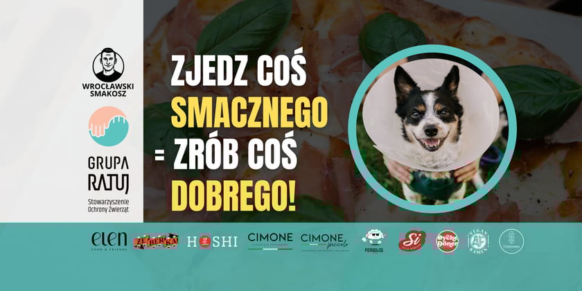 Grafika zachęcająca do wzięcia udziału w akcji "Zjedz coś smacznego = Zrób coś dobrego"
