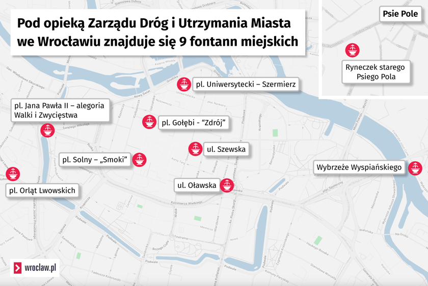 Mapa fontann miejskich