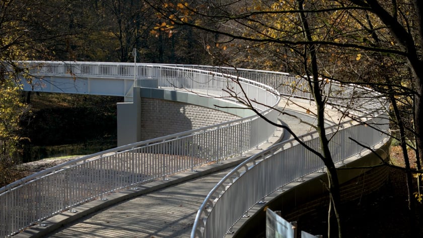 Nowa kładka nad Widawą z lotu ptaka