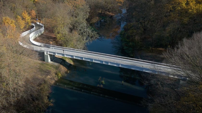 Nowa kładka nad Widawą z lotu ptaka