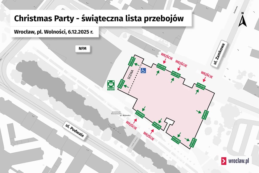 <p><span style="color: #333333; font-family: 'Fira Sans', sans-serif;">Mapa placu Wolności z zaznaczonymi wejściami w dniu koncertu</span></p>