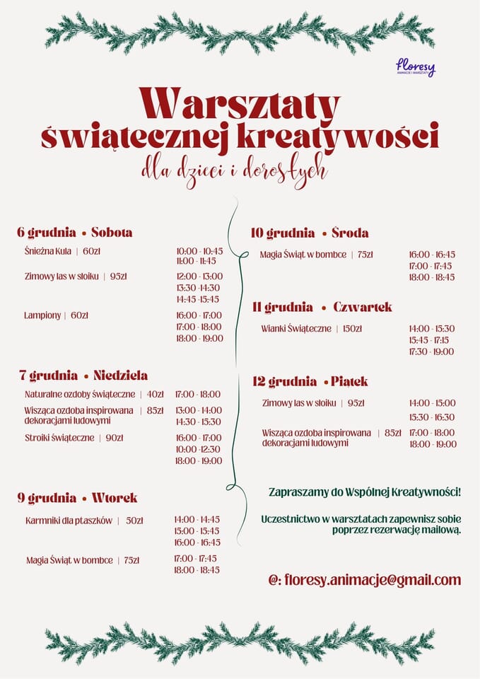 Harmonogram warsztatów