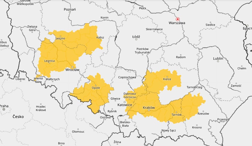<p>Mapa ostrzeżeń pogodowych przed mgłą, obowiązujących do wtorku 16 grudnia 2025 do godz. 9.30</p>