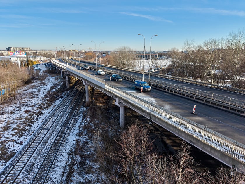 Estakady na Alei Sobieskiego - widok z lotu ptaka