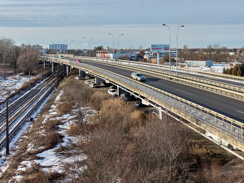 Estakady na Alei Sobieskiego - widok z lotu ptaka