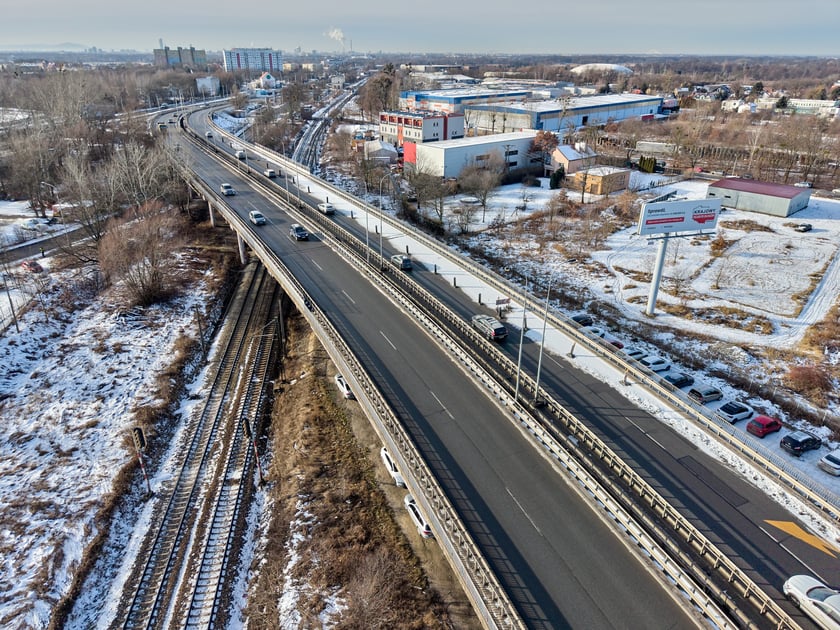 Estakady na Alei Sobieskiego - widok z lotu ptaka
