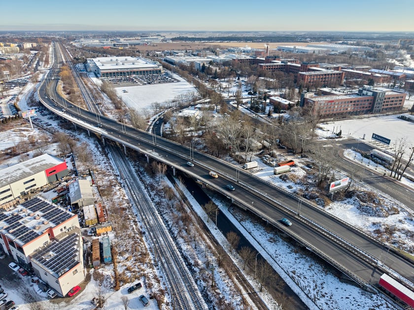 Estakady na Alei Sobieskiego - widok z lotu ptaka