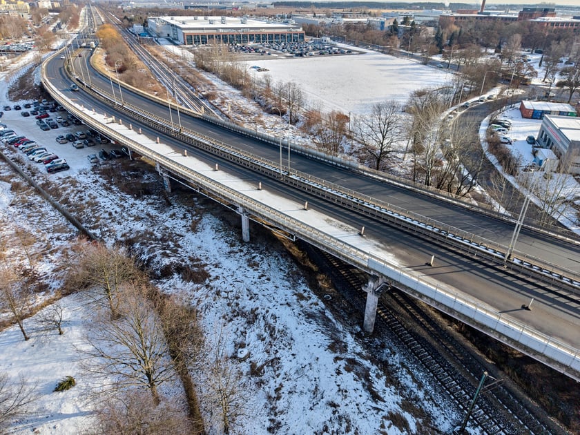 Estakady na Alei Sobieskiego - widok z lotu ptaka