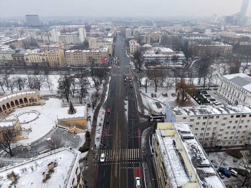 Widok z lotu ptaka na ul. Skargi w rejonie Bastionu Sakwowego.