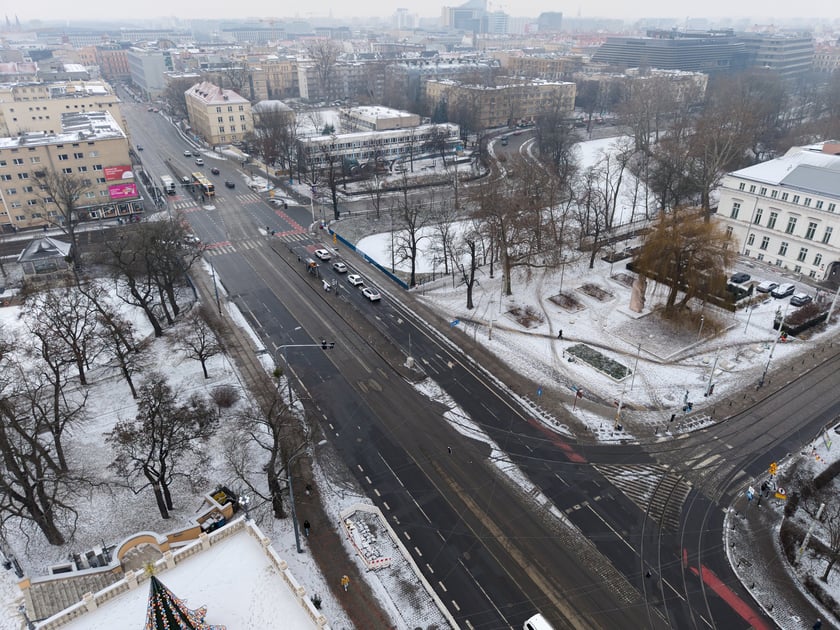 Widok z lotu ptaka na ul. Skargi w rejonie Bastionu Sakwowego.