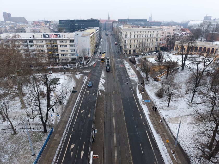 Widok z lotu ptaka na ul. Skargi w rejonie Bastionu Sakwowego.