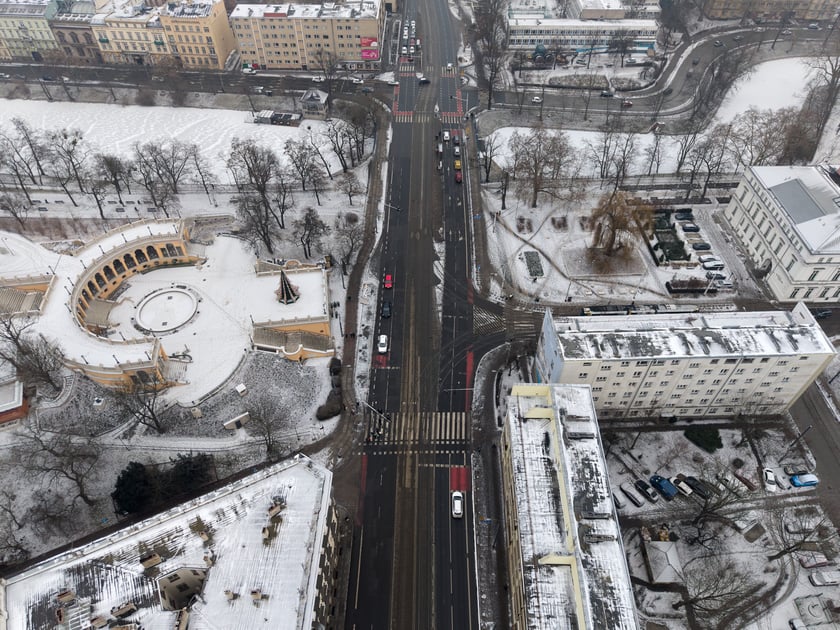 Widok z lotu ptaka na ul. Skargi w rejonie Bastionu Sakwowego.
