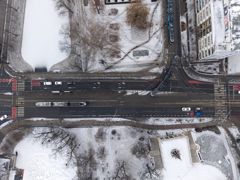 Widok z lotu ptaka na ul. Skargi w rejonie Bastionu Sakwowego.