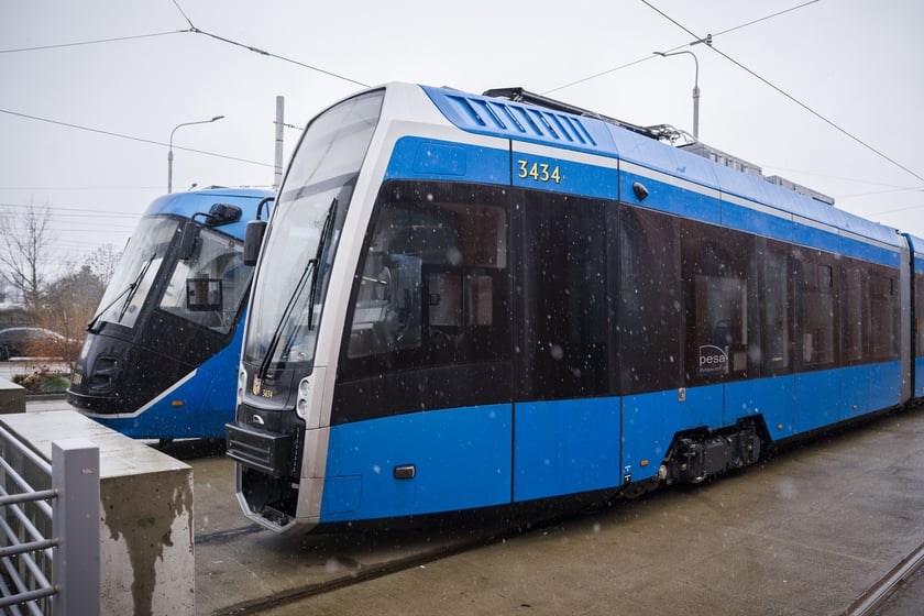 Nowy tramwaj PESA 146N Twist dostarczony do zajezdni MPK Borek z Bydgoszczy.