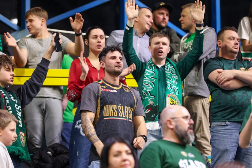 Kibice podczas meczu Śląsk Wrocław - Cedevita Olimpija Ljubljana, 10 lutego 2026 r. w Hali Orbita.
