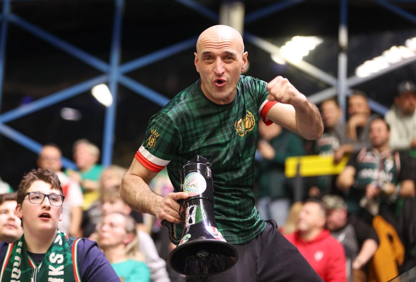 Kibice podczas meczu Śląsk Wrocław - Cedevita Olimpija Ljubljana, 10 lutego 2026 r. w Hali Orbita.