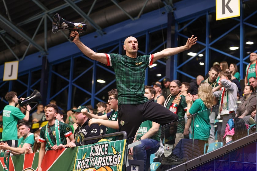 Kibice podczas meczu Śląsk Wrocław - Cedevita Olimpija Ljubljana, 10 lutego 2026 r. w Hali Orbita.