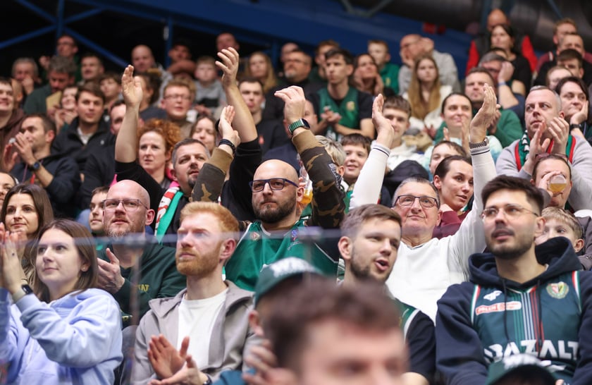 Kibice podczas meczu Śląsk Wrocław - Cedevita Olimpija Ljubljana, 10 lutego 2026 r. w Hali Orbita.