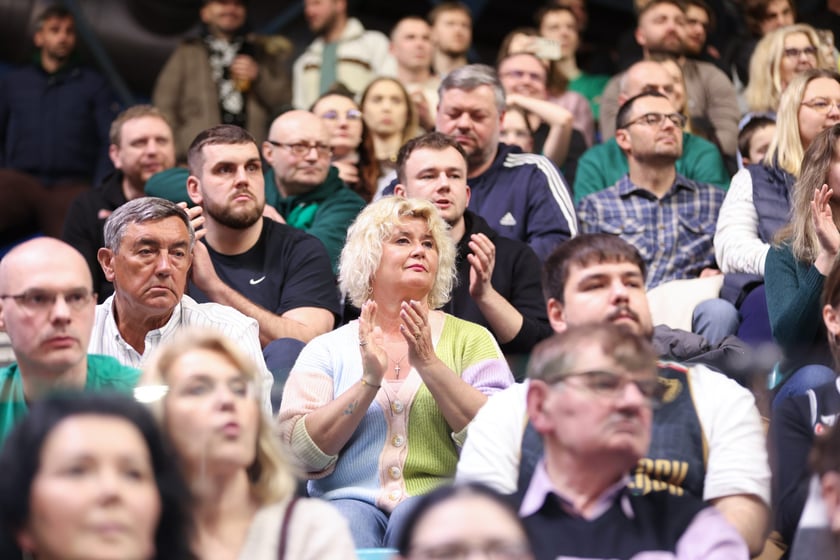 Kibice podczas meczu Śląsk Wrocław - Cedevita Olimpija Ljubljana, 10 lutego 2026 r. w Hali Orbita.