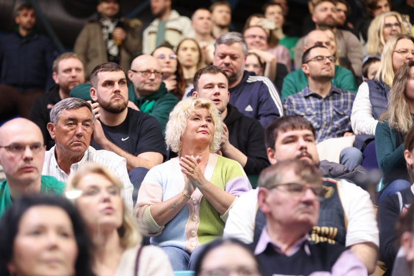 Kibice podczas meczu Śląsk Wrocław - Cedevita Olimpija Ljubljana, 10 lutego 2026 r. w Hali Orbita.