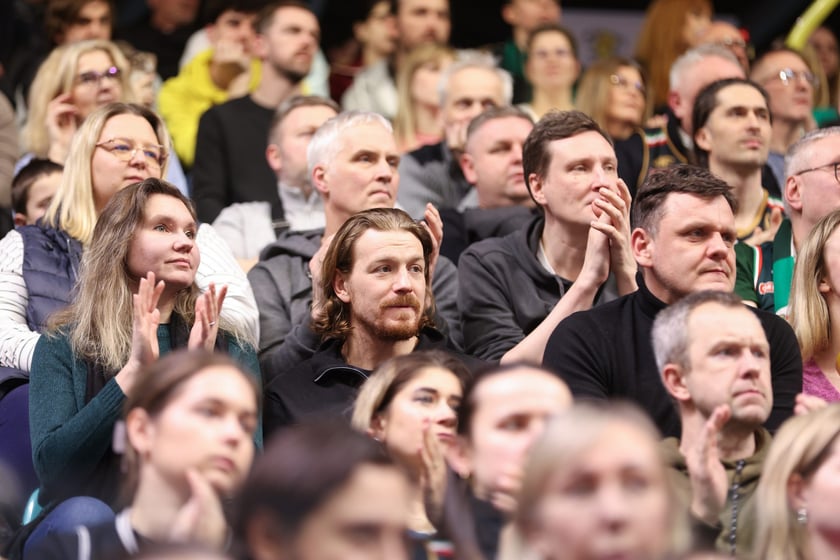Kibice podczas meczu Śląsk Wrocław - Cedevita Olimpija Ljubljana, 10 lutego 2026 r. w Hali Orbita.