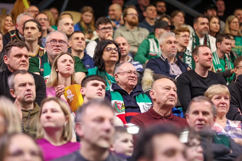 Kibice podczas meczu Śląsk Wrocław - Cedevita Olimpija Ljubljana, 10 lutego 2026 r. w Hali Orbita.