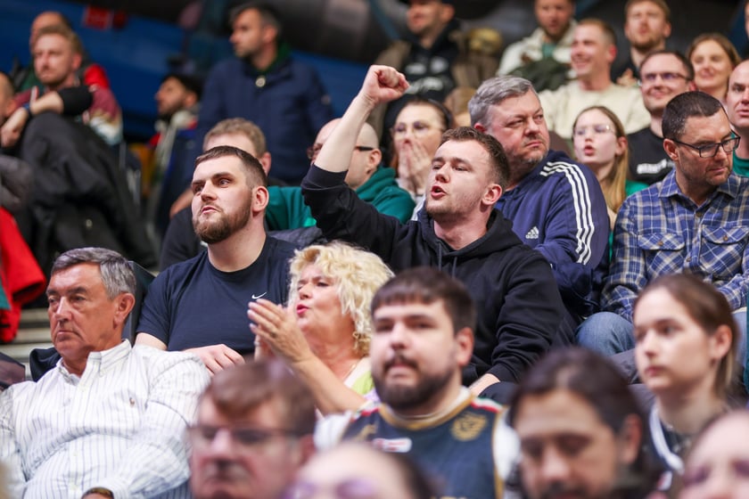 Kibice podczas meczu Śląsk Wrocław - Cedevita Olimpija Ljubljana, 10 lutego 2026 r. w Hali Orbita.