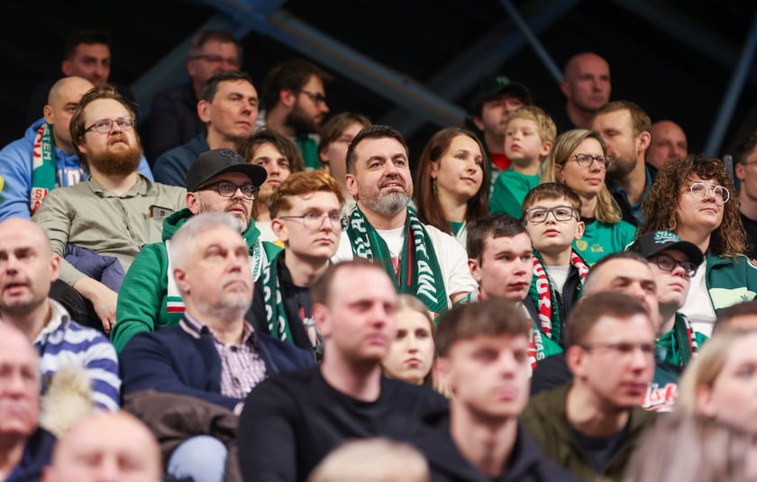 Kibice podczas meczu Śląsk Wrocław - Cedevita Olimpija Ljubljana, 10 lutego 2026 r. w Hali Orbita.