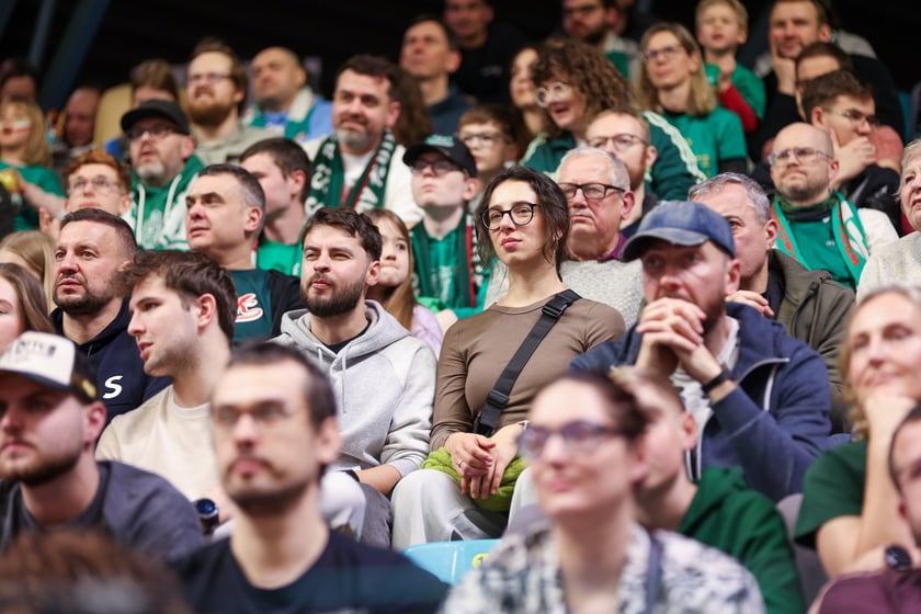 Kibice podczas meczu Śląsk Wrocław - Cedevita Olimpija Ljubljana, 10 lutego 2026 r. w Hali Orbita.