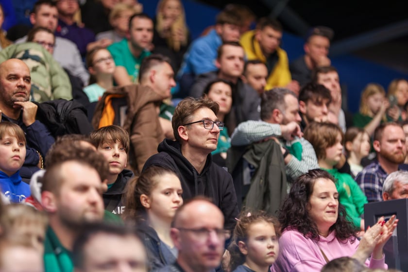 Kibice podczas meczu Śląsk Wrocław - Cedevita Olimpija Ljubljana, 10 lutego 2026 r. w Hali Orbita.
