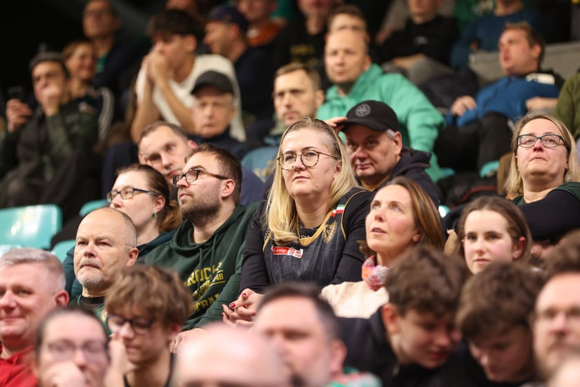 Kibice podczas meczu Śląsk Wrocław - Cedevita Olimpija Ljubljana, 10 lutego 2026 r. w Hali Orbita.