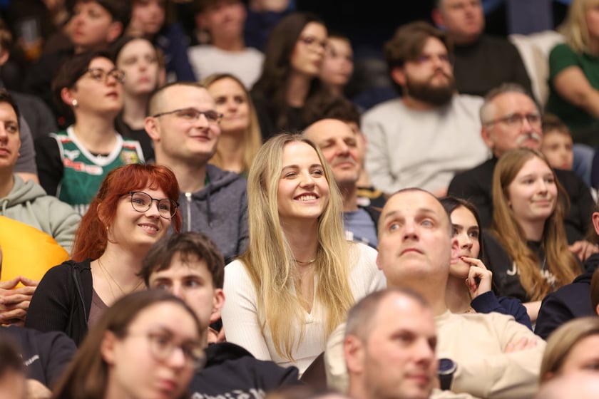 Kibice podczas meczu Śląsk Wrocław - Cedevita Olimpija Ljubljana, 10 lutego 2026 r. w Hali Orbita.