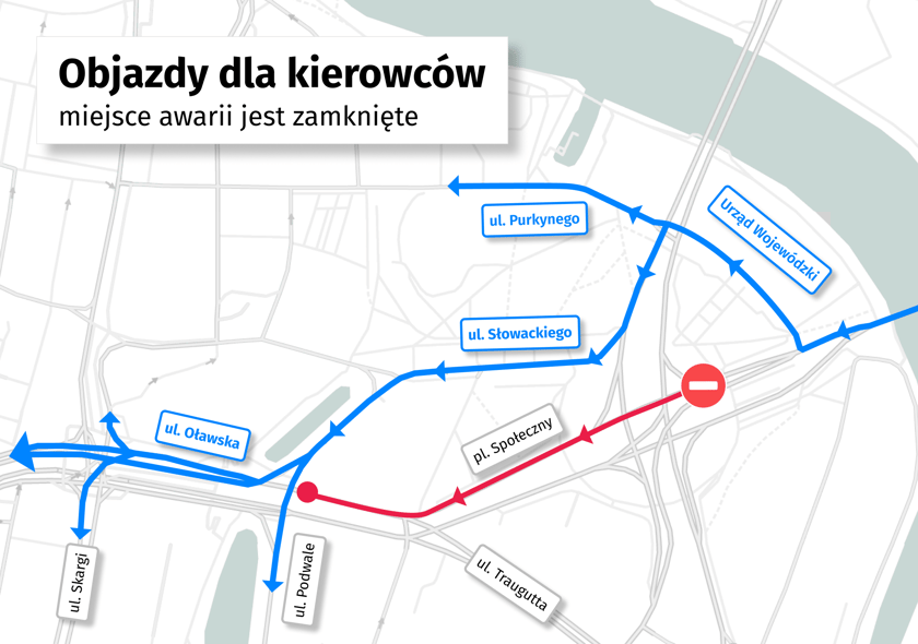 Awaria magistrali wodociągowej w centrum - mapa objazdów