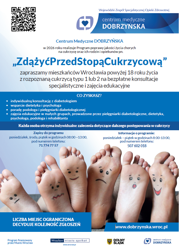 Plakat informacyjny o programie „Zdążyć Przed Stopą Cukrzycową”