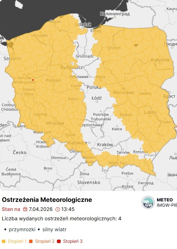 IMGiW - ostrzeżenie przed przymrozkami