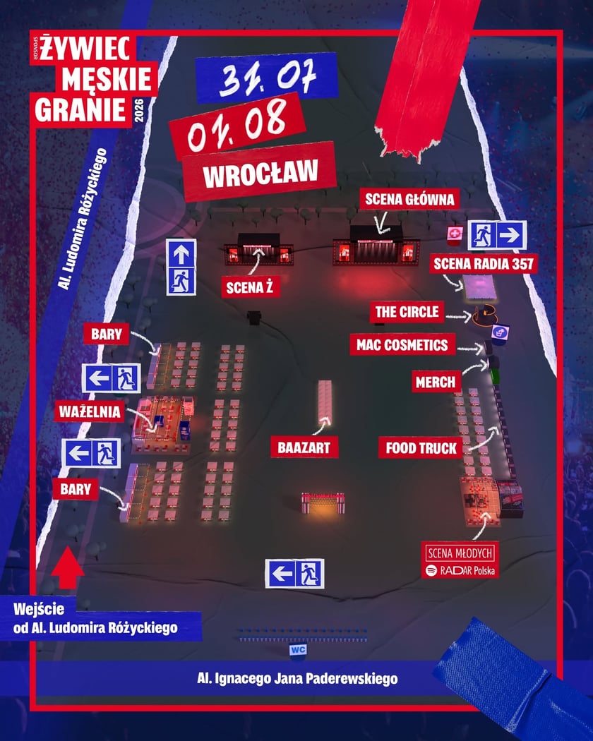 Powiększ obraz: <p>Mapka festiwalowego miasteczka na Polach Marsowych</p>