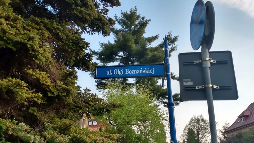 tabliczka z nazwą ulicy Olgi Boznańskiej, zdjęcie ilustracyjne