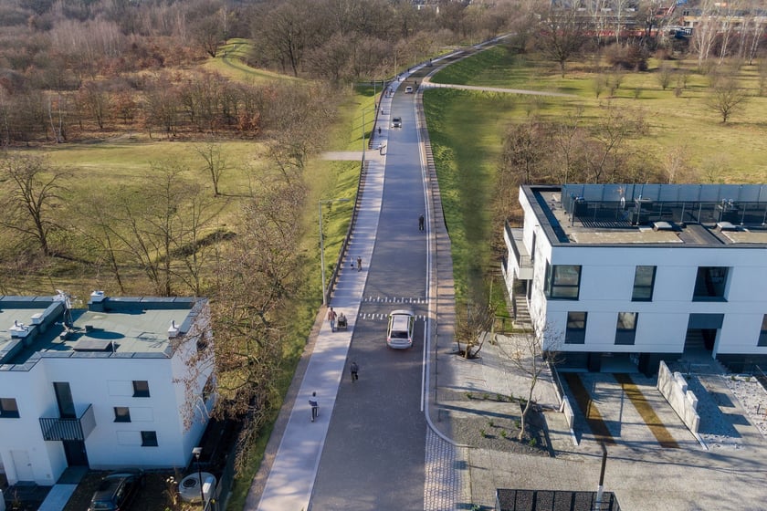 Ślęzoujście - ulica i wał przeciwpowodziowy na Maślicach - wizualizacja