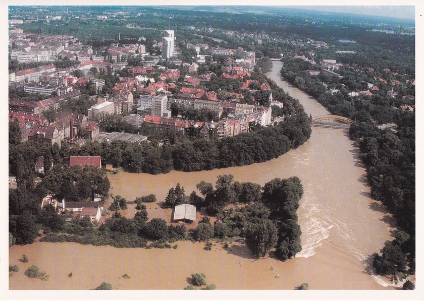 Wrocław, powódź 1997, zdjęcia z helikoptera