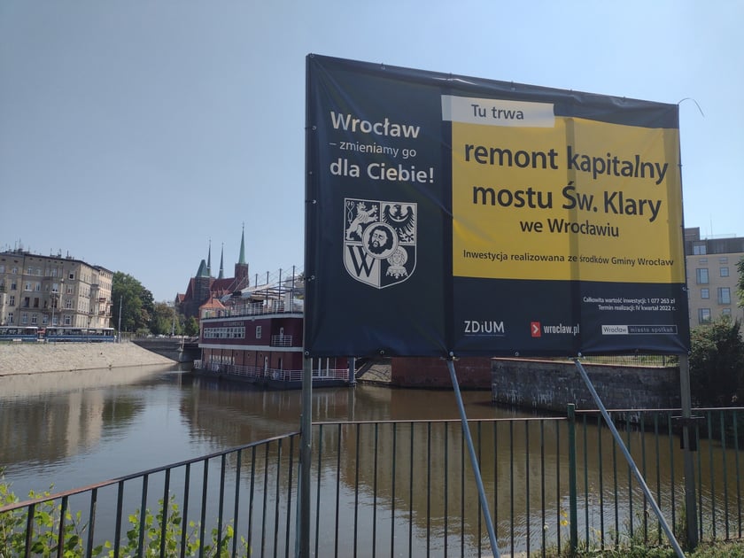 Remont mostu Świętej Klary rozpoczął się w sierpniu i potrwa do grudnia 2022 roku