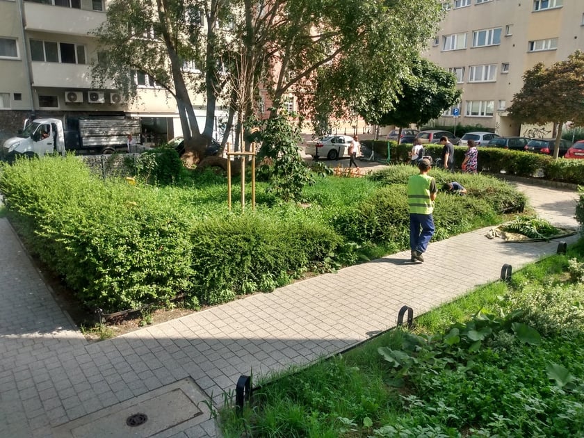 Na podwórku pomiędzy ulicą Kotlarską i pl. Nowy Targ zamontowano podziemne kubły