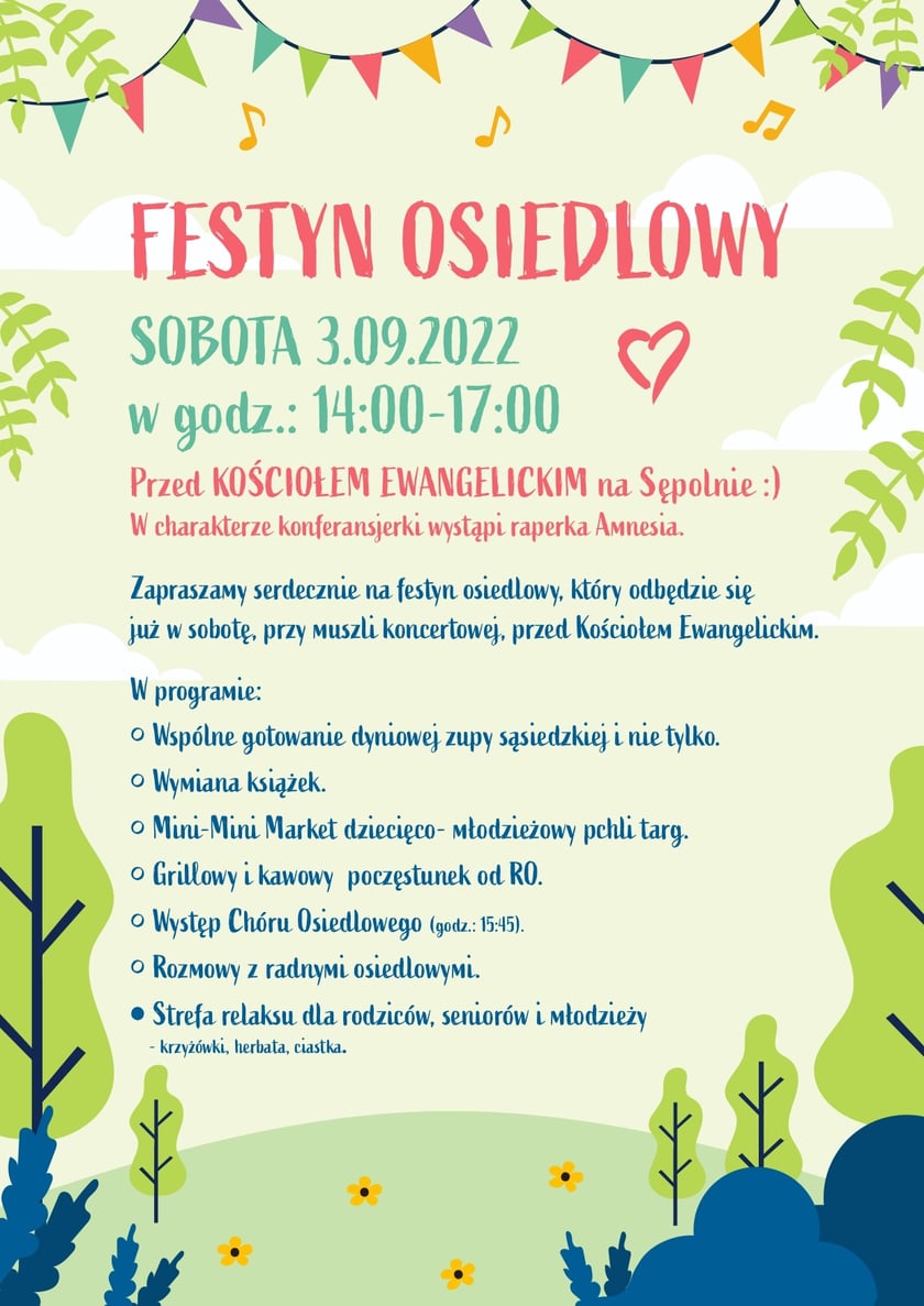 plakat pikniku organizowanego na Sępolnie
