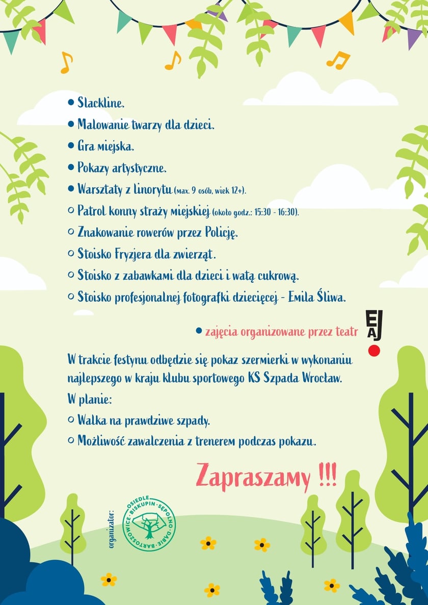 plakat pikniku organizowanego na Sępolnie