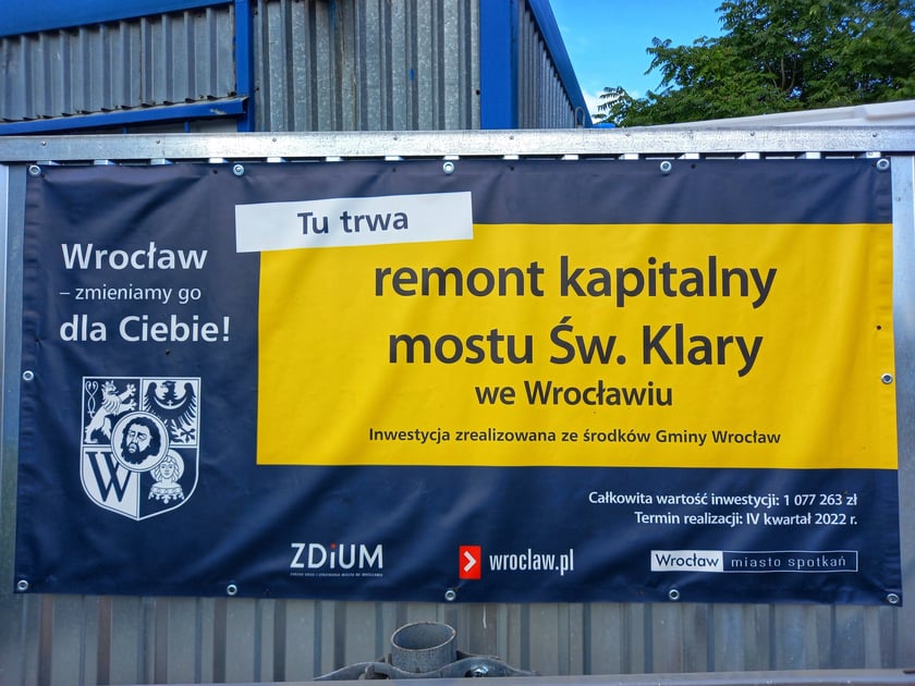 Remont mostu Św. Klary, wrzesień 2022